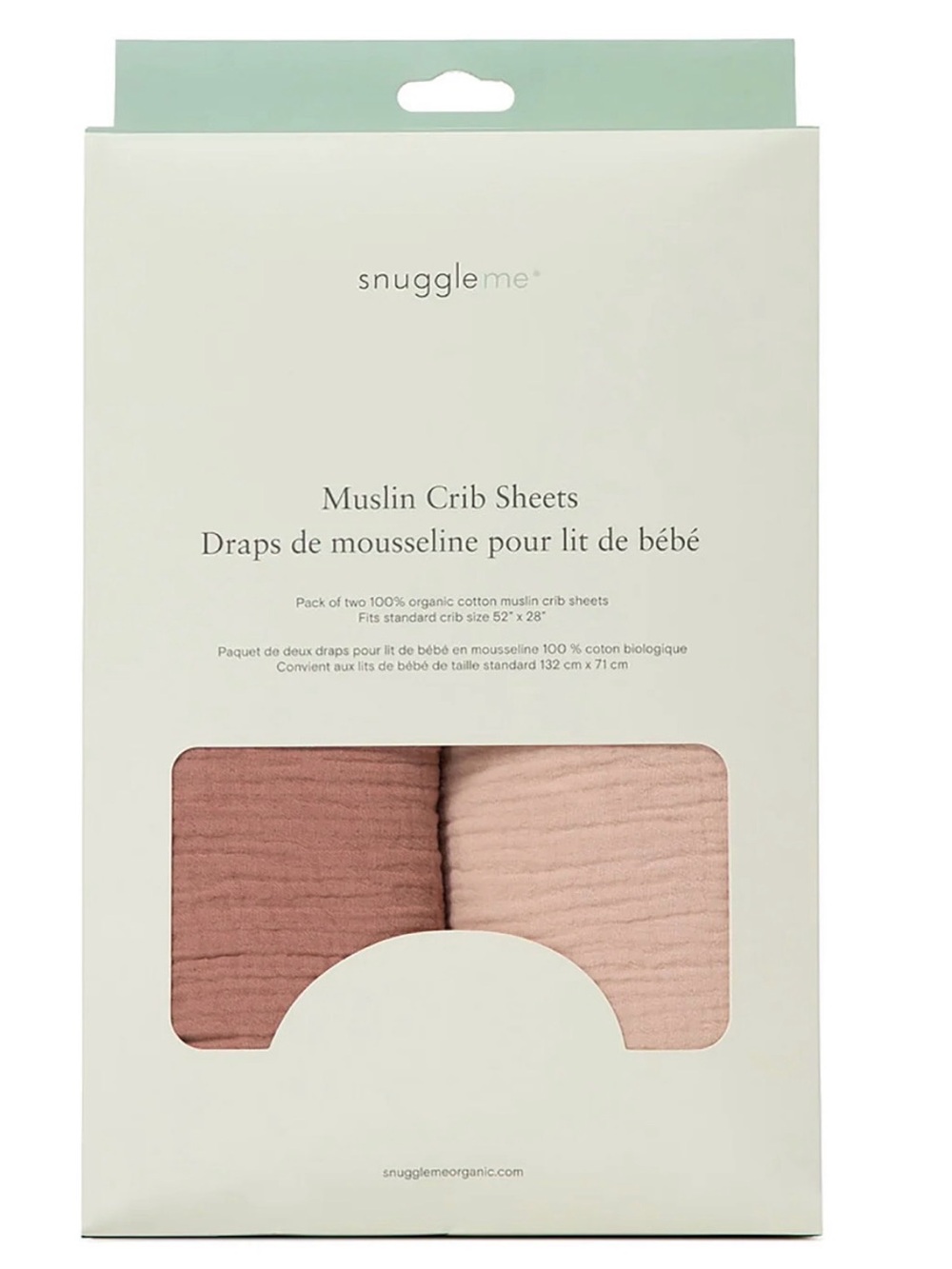 snuggleme Muslin Crib Sheets - Set of 2 in Dusty Rose and Blush Pink